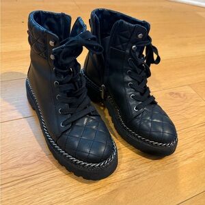 Vince Camuto Black Quilted Combat Boots